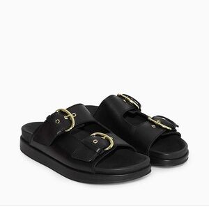 NWT COS Chunky Buckled Leather Slides - Brand New Never Worn, size 9